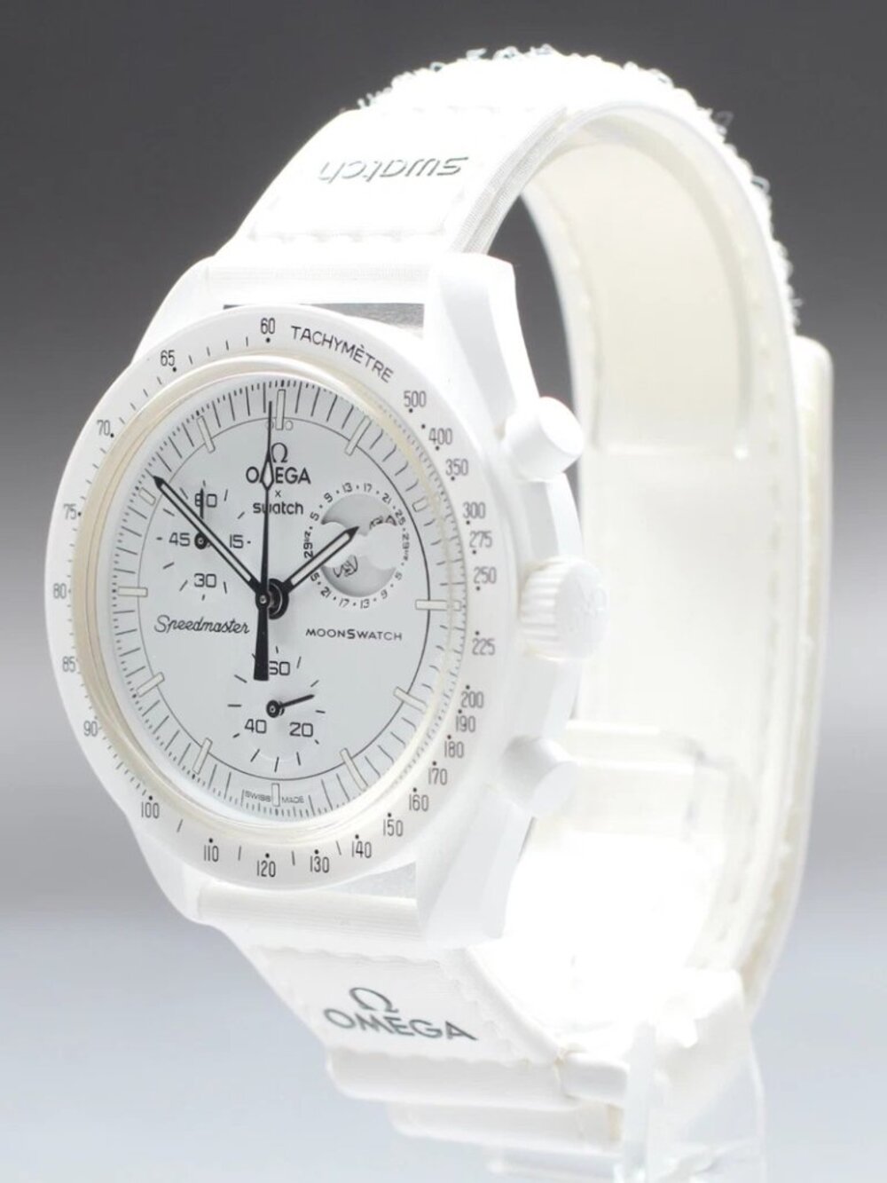Omega x Swatch Tripartite Collaboration White Snoopy Moon Phase Chronograph Watc - Picture 7 of 8